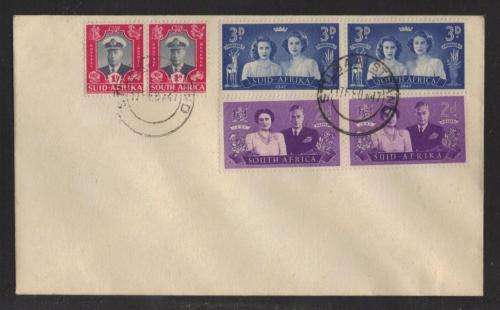 UNION SA 1947 ROYAL VISIT SET OF 3 PAIRS ON UNADDRESSED PRIVATE FDC