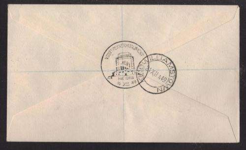 UNION SA 1949 INAUGURATION VOORTREKKER MONUMENT SET OF 3 ON REG COM COVER WITH SPECIAL D/S 6/12/49