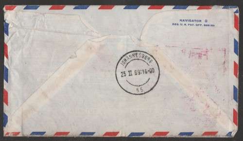 SA AIRWAYS (SAA) FLIGHT COVER - 1969 FIRST FLIGHT NY-RIO-JHB - TATTY BUT INCLUDES POSTCARD