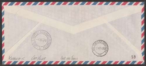 AVIATION 1973 KEMPAIR FLIGHT COVER  #5 - 1ST SCHEDULED SAA RETURN FLIGHT JHB - BLOEM  SIGNED BY CAPT