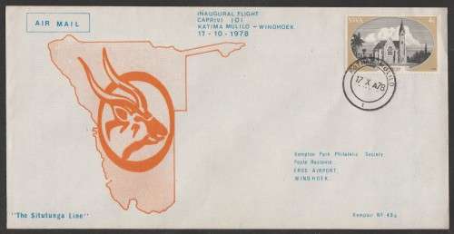 AVIATION 1978 KEMPAIR FLIGHT COVER  #49a - INAUGURAL FLIGHT CAPRIVI 101 KATIMA MULILO - WINDHOEK