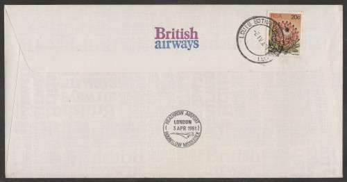 AVIATION 1981 KEMPAIR FLIGHT COVER  #1.15 - BRITISH AIRWAYS INAUGURAL B747 FLIGHT LDN - DBN