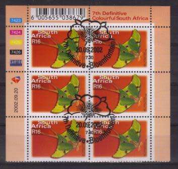 RSA 2002 7TH DEFINITIVE R16 BUTTERFLIES CTO CONTROL BLOCK 7423 OF 6 DATED 20020920