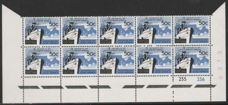 RSA 1968 1ST DEF 50c MNH EXTENDED CONTROL BLOCK OF 10 WITH RED SHEET # SACC 272