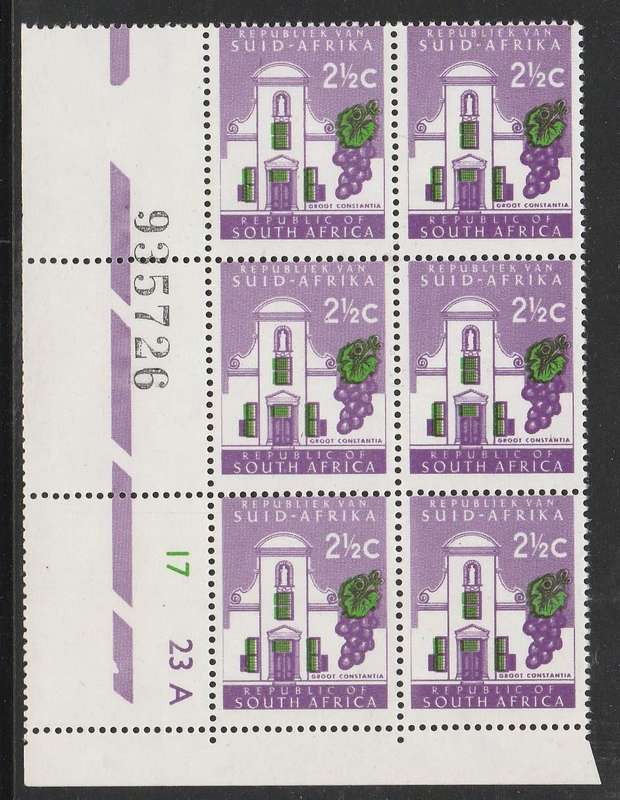 RSA 1967 1ST DEF 2&1/2c MNH EXTENDED CONTROL BLOCK A OF 6 WITH PERF SHIFT & SHIFTED BLACK SHEET #