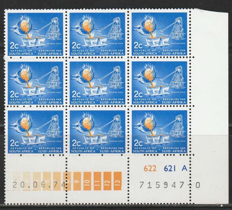 RSA 1974 1ST DEF 2c MNH EXTENDED CONTROL BLOCK `0` OF 9 DATED 20/6/74 SACC 327c