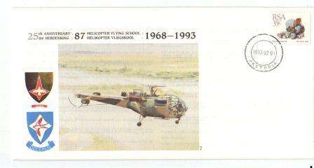 SA AIR FORCE (SAAF) COVER #AF7 25TH ANNIVERSARY 87 HELICOPTER FLYING SCHOOL
