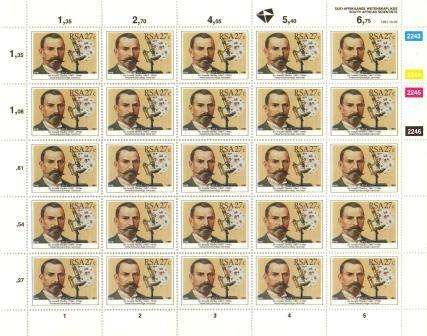 RSA 1991 SCIENTISTS SET OF 4 MNH FULL SHEETS OF 25