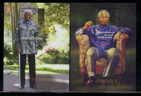 RSA 2008 NELSON MANDELA 90TH BIRTHDAY SET OF 2 MNH MINIATURE SHEETS