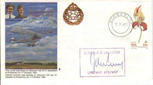 SA AIR FORCE (SAAF) FLIGHT COVER #8 - AVIATION PIONEERS SIGNED BY OC 21 SQUADRON