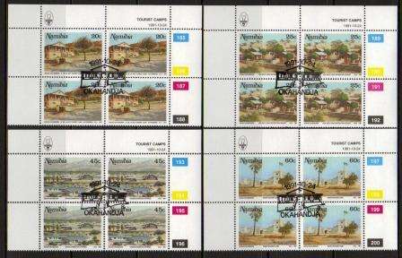 NAMIBIA 1991 TOURIST CAMPS SET OF 4 USED (CTO) CONTROL BLOCKS OF 4
