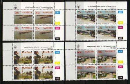 NAMIBIA 1992 SWAKOPMUND SET OF 4 MNH CONTROL BLOCKS OF 4