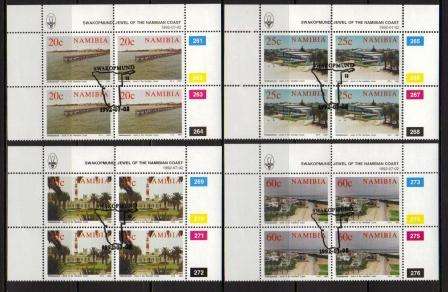 NAMIBIA 1992 SWAKOPMUND SET OF 4 USED (CTO) CONTROL BLOCKS OF 4