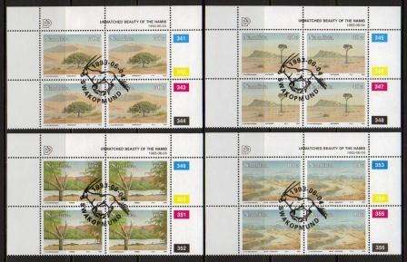 NAMIBIA 1993 UNMATCHED BEAUTY OF THE NAMIB SET OF 4 USED (CTO) CONTROL BLOCKS OF 4