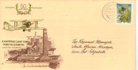 SA AIRWAYS (SAA) FLIGHT COVER #29 AS PER SCAN