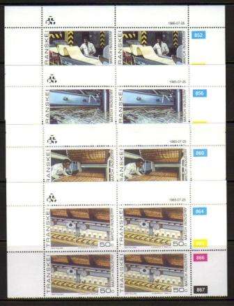 TRANSKEI 1985 MATCH INDUSTRY SET OF 4 MNH CONTROL BLOCKS OF 4