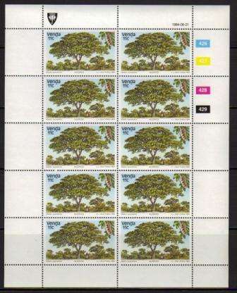 VENDA 1984 INDIGENOUS TREES SET OF 4 MNH FULL SHEETS OF 10