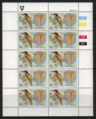 VENDA 1983 MIGRATORY BIRDS SET OF 4 MNH FULL SHEETS OF 10