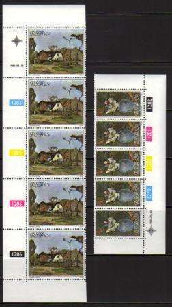 RSA 1980 PIETER WENNING SET OF 2 MNH CONTROL STRIPS OF 5