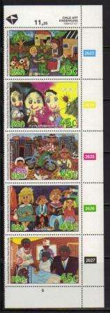 RSA 1994 CHILD ART MNH CONTROL STRIP OF 5