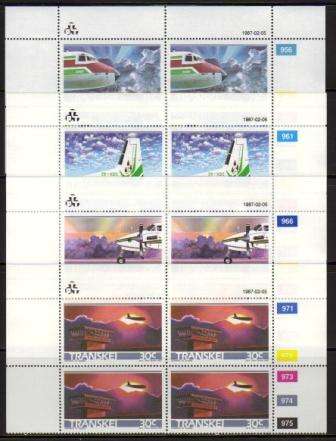 TRANSKEI 1987 AIRWAYS SET OF 4 MNH CONTROL BLOCKS OF 4