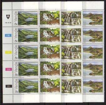 VENDA 1981 LAKES & WATERFALLS SET OF 4 MNH CONTROL STRIPS OF 5