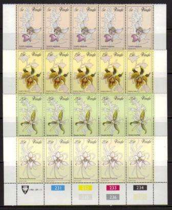 VENDA 1981 ORCHIDS SET OF 4 MNH CONTROL STRIPS OF 5