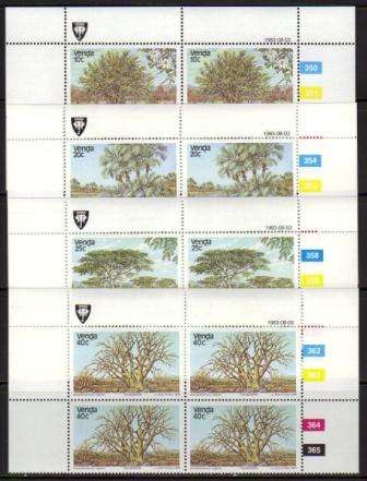VENDA 1983 INDIGENOUS TREES SET OF 4 MNH CONTROL BLOCKS