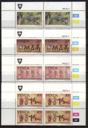 VENDA 1984 HISTORY OF WRITING SET OF 4 MNH CONTROL BLOCKS OF 4