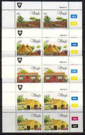 VENDA 1984 5TH ANNIV OF INDEPENDENCE SET OF 4 MNH CONTROL BLOCKS OF 4