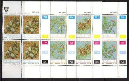 VENDA 1987 FOOD FROM THE VELD SET OF 4 MNH CONTROL BLOCKS OF 4