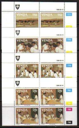 VENDA 1988 NURSE`S TRAINING COLLEGE SET OF 4 MNH CONTROL BLOCKS OF 4