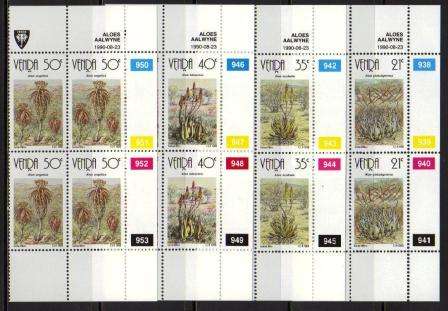 VENDA 1990 ALOES SET OF 4 MNH CONTROL BLOCKS