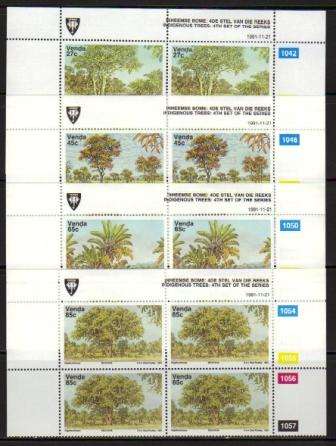 VENDA 1991 INDIGENOUS TREES SET OF 4 MNH CONTROL BLOCKS
