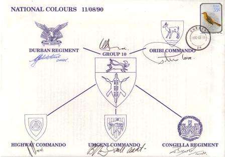 MILITARY COM COVER - NATIONAL COLOURS GROUP 10 11/8/1990 #165 - SIGNED BY 6