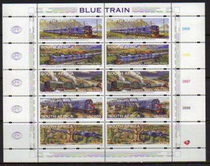 RSA 1997 BLUE TRAIN MNH FULL SHEET OF 10