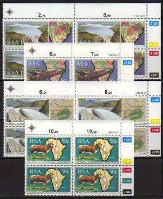 RSA 1990 CO-OPERATION IN SOUTHERN AFRICA SET OF 4 MNH CONTROL BLOCKS OF 4
