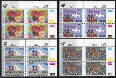 RSA 1994 PEACE SET OF 4 MNH CONTROL BLOCKS