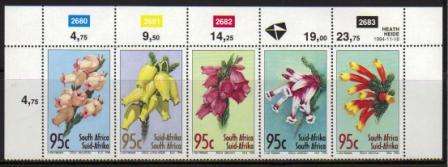RSA 1994 HEATHERS MNH CONTROL STRIP OF 5