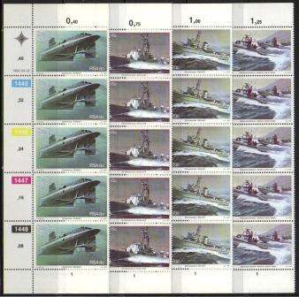 RSA 1982 SIMONSTOWN NAVY BASE SET OF 4 MNH CONTROL STRIPS OF 5