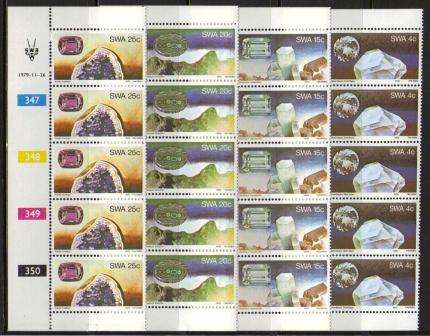 SWA 1979 SEMI PRECIOUS STONES SET OF 4 MNH CONTROL STRIPS OF 5
