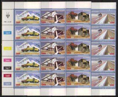 SWA 1981 SALT INDUSTRY SET OF 4 MNH CONTROL STRIPS OF 5