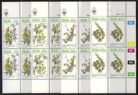 SWA 1984 ACACIAS (SPRING) SET OF 4 MNH CONTROL BLOCKS OF 4