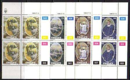 SWA 1986 KARAKUL INDUSTRY SET OF 4 MNH CONTROL BLOCKS OF 4