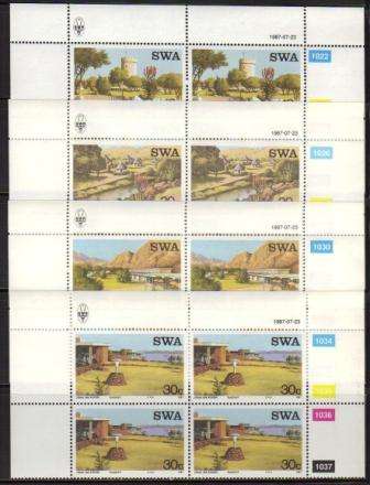 SWA 1987 TOURIST CAMPS SET OF 4 MNH CONTROL BLOCKS OF 4