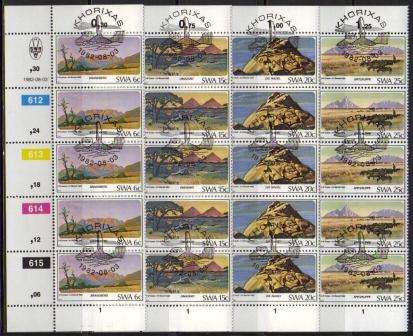 SWA 1982 MOUNTAINS SET OF 4 CTO CONTROL STRIPS OF 5