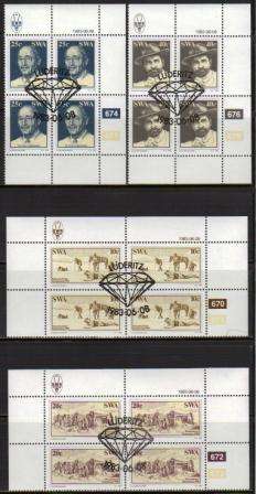SWA 1983 25TH ANNIV DISCOVERY OF DIAMONDS SET OF 4 USED (CTO) CONTROL BLOCKS OF 4