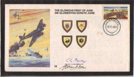 SA AIR FORCE (SAAF) FLIGHT COVER #16 - SIGNED BY COL MARGO AND DESIGNER GEORGE VAN RHYN