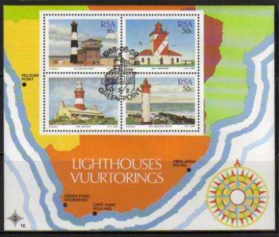 RSA 1988 LIGHTHOUSES USED (CTO) MINIATURE SHEET