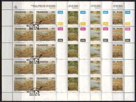 TRANSKEI 1993 PREHISTORIC ANIMALS SET OF 4 USED (CTO) FULL SHEETS OF 10